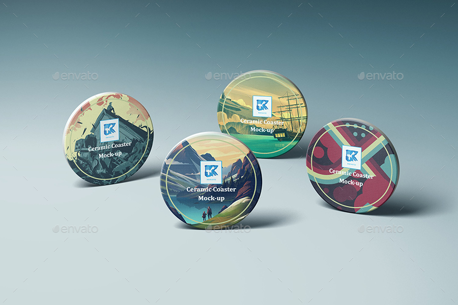 Ceramic Coaster Mockup v4 by kenoric GraphicRiver